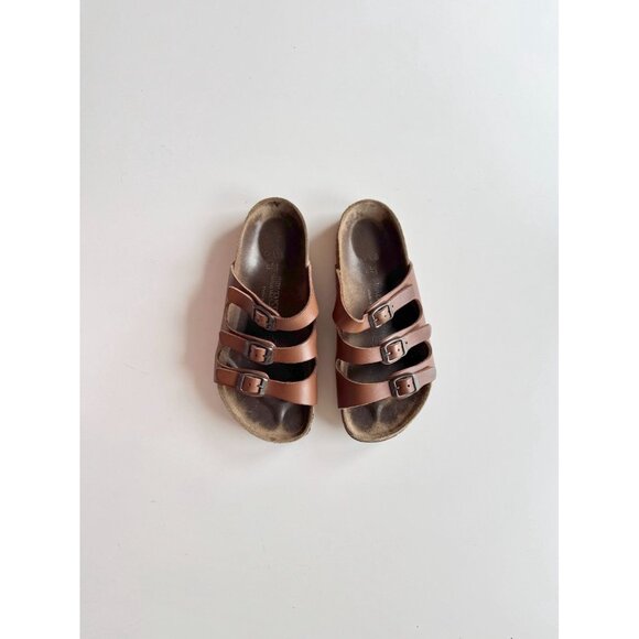 BIRKENSTOCK Florida Habana Brown Leather Triple Strap Slides Sandals, Size 37 - Picture 1 of 16